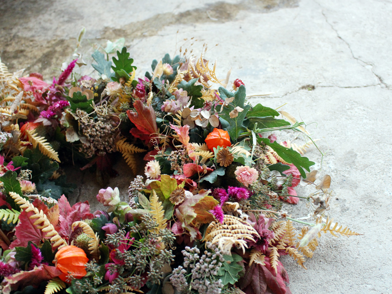 Seasonal door wreath for fall